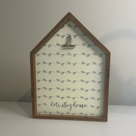 Rustic “Let’s Stay Home” Wooden Picture Frame by Altar’d State – Fits 4x6 or 5x7 - Picture 1 of 7